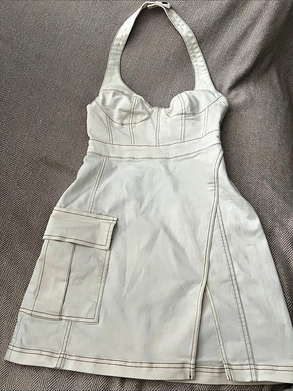 Urban Outfitters Mini Utility Dress in White Size Small